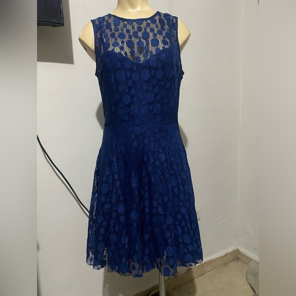 Armani Exchange Blue Fit and Flare Mini Dress - Picture 13 of 13